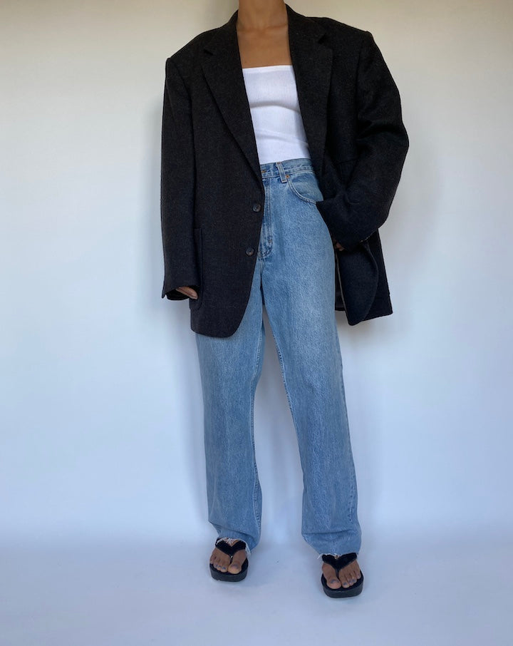 VINTAGE DARK GREY WOOL BLAZER 2787