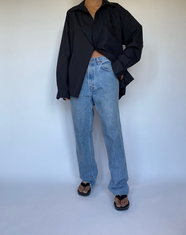 VINTAGE BLACK BUTTON DOWN LONG SLEEVE SHIRT 2793