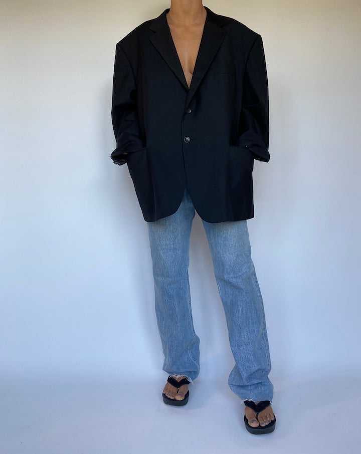 VINTAGE BLACK WOOL BLAZER 2796