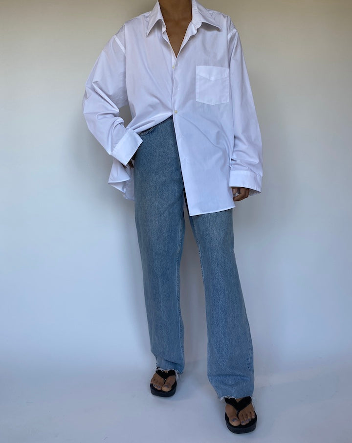 VINTAGE WHITE BUTTON DOWN LONG SLEEVE SHIRT 2798