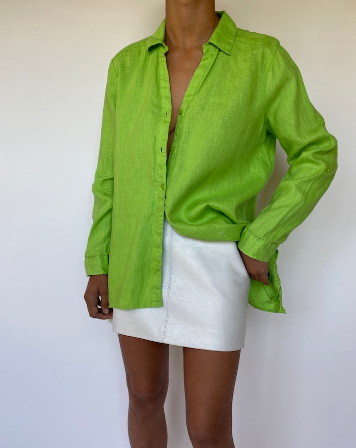 VINTAGE GREEN LINEN SHIRT 2806