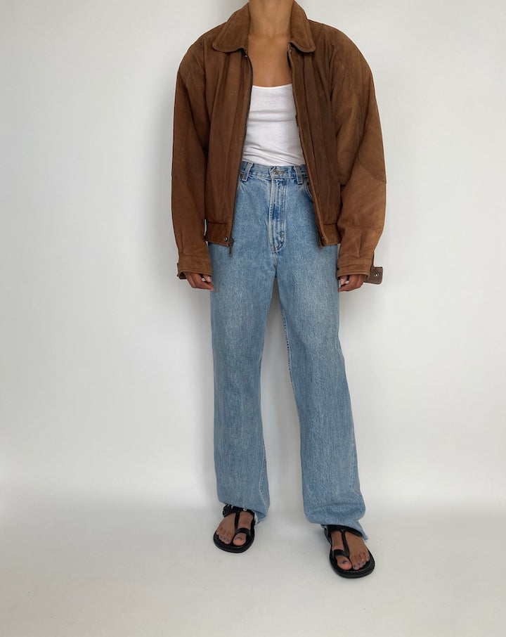 VINTAGE BOXY BROWN LEATHER JACKET 2833