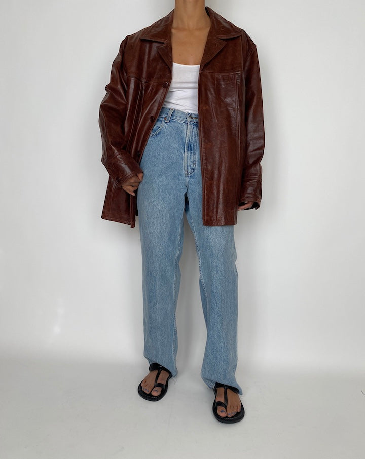 VINTAGE OVERSIZED LETHER JACKET 2857