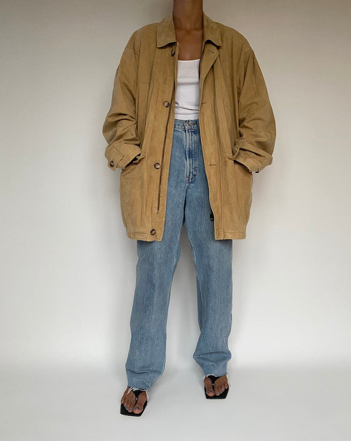 VINTAGE OVERSIZED BEIGE LEATHER JACKET 2872