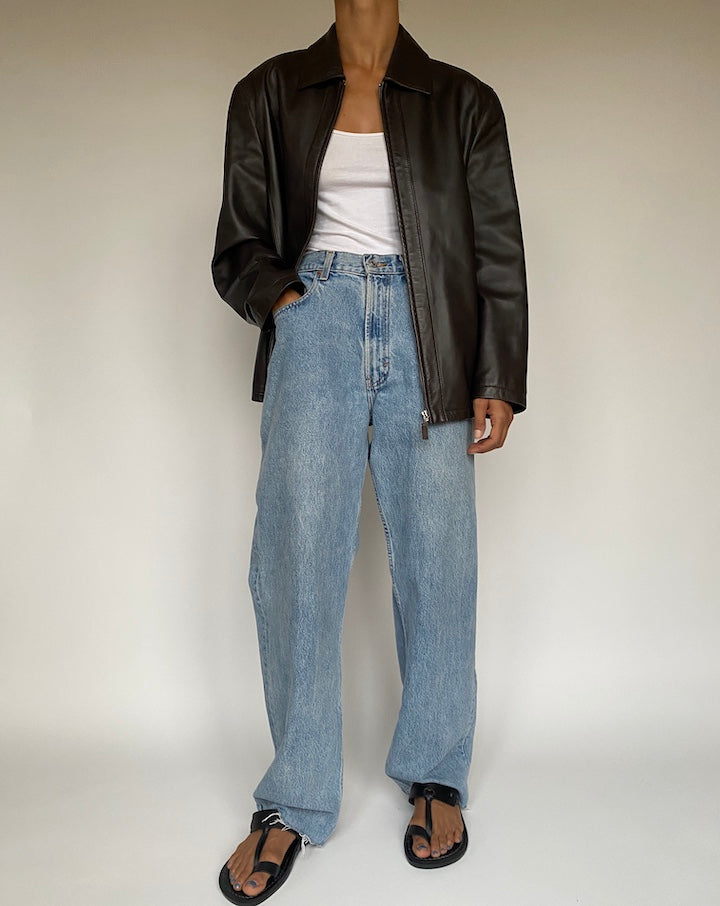 VINTAGE DARK BROWN LEATHER JACKET 2886