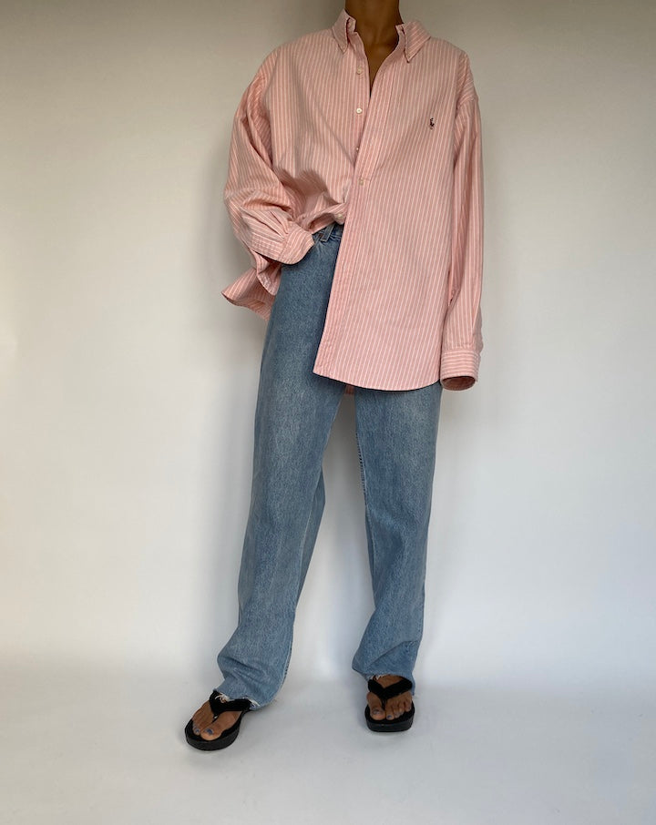 VINTAGE STRIPED RALPH LAUREN BUTTON DOWN LONG SLEEVE SHIRT 2895