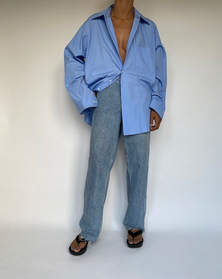 VINTAGE OVERSIZED BLUE BUTTON DOWN SHIRT 2897