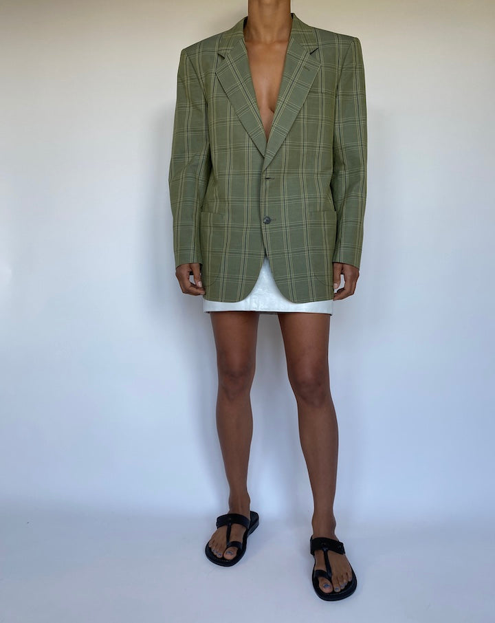 VINTAGE GREEN CHECKED BLAZER 2914
