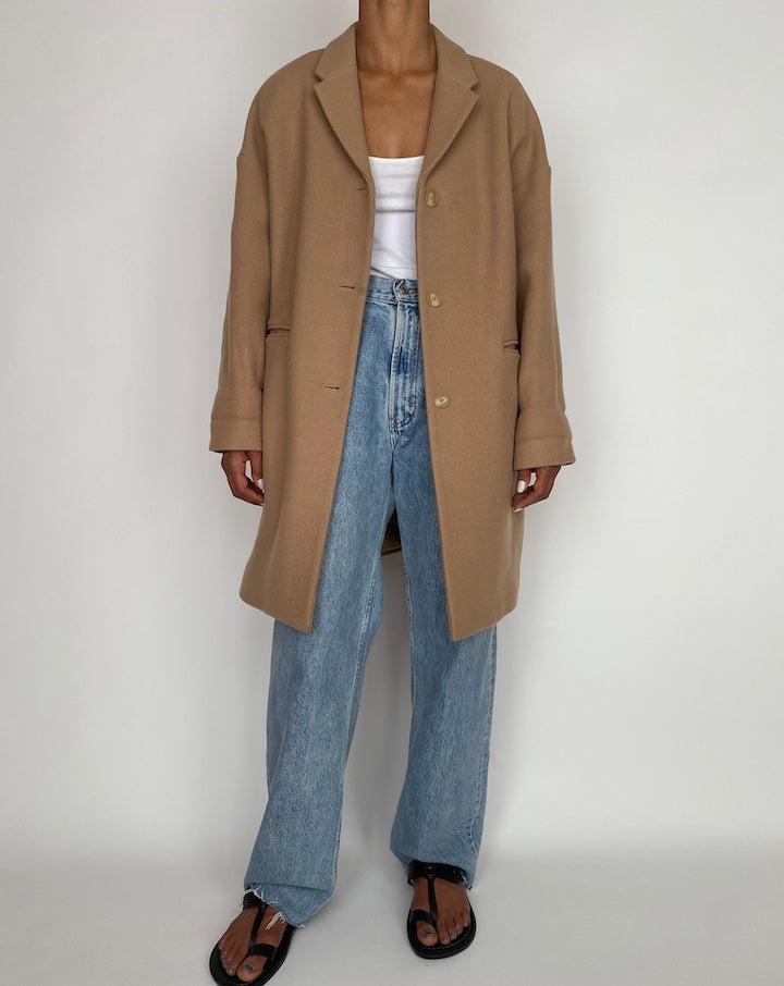VINTAGE BEIGE WOOL BLENDED COAT 2939