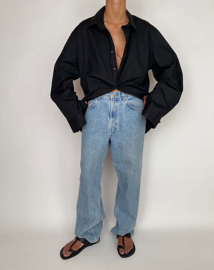 VINTAGE BLACK BUTTON DOWN LONG SLEEVE SHIRT 2952