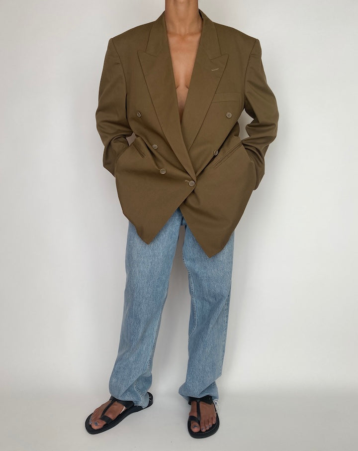 VINTAGE DOUBLE BREASTED BROWN BLAZER 2955
