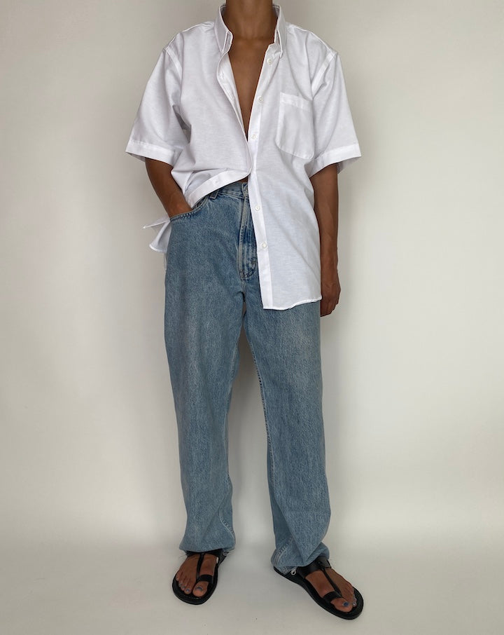 VINTAGE STRUCTURED WHITE SHORT SLEEVE SHIRT 2961