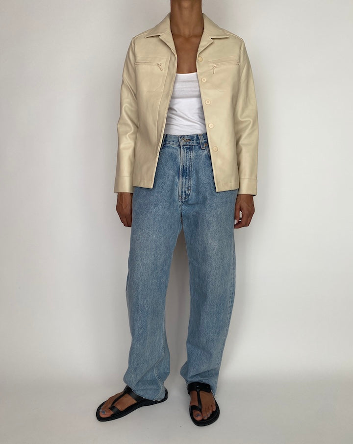 VINTAGE BEIGE LEATHER JACKET 2963