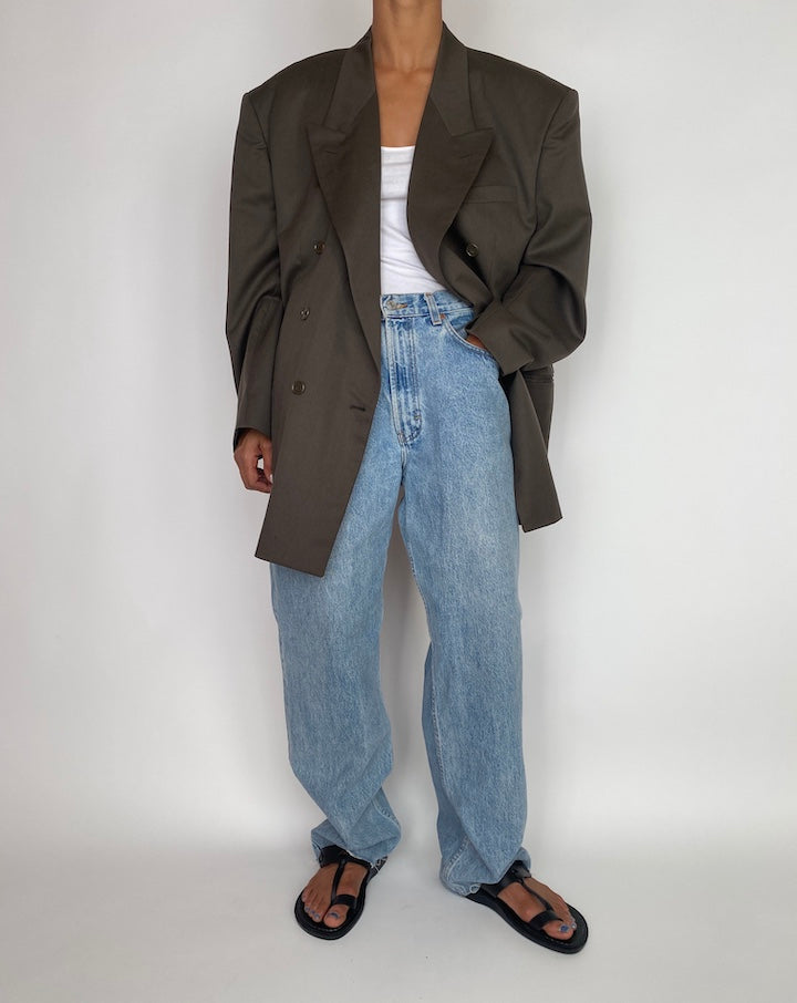 VINTAGE DARK GREEN DOUBLE BREASTED BLAZER 2964