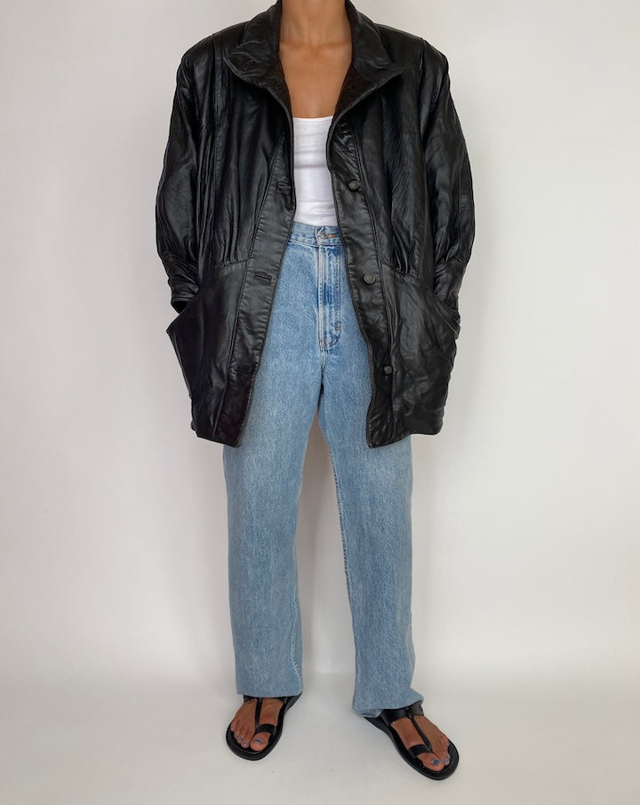 VINTAGE BLACK LEATHER JACKET 2972
