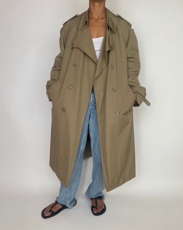 VINTAGE OVERSIZED LONG BEIGE TRENCH COAT 2988