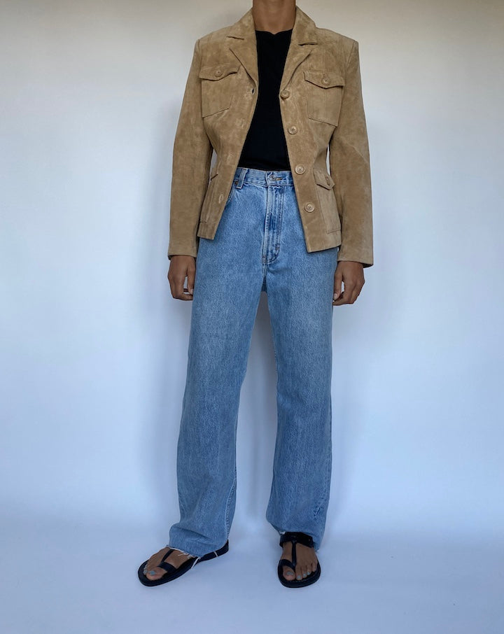 VINTAGE BEIGE SUEDE LEATHER JACKET 3038