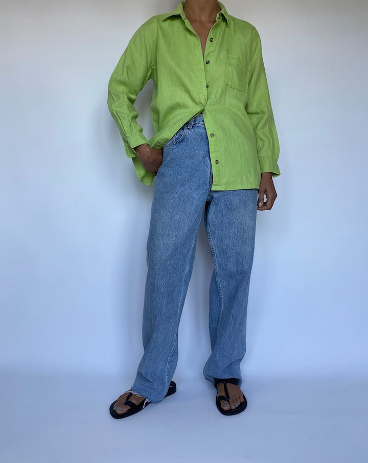 VINTAGE GREEN LINEN SHIRT 3059