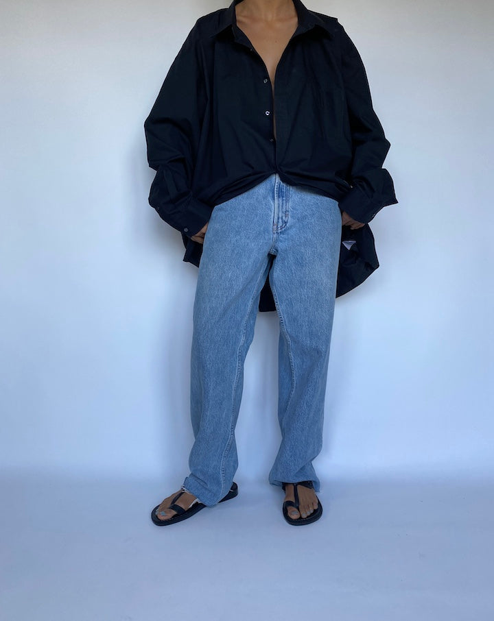 VINTAGE BLACK BUTTON DOWN LONG SLEEVE SHIRT 3060