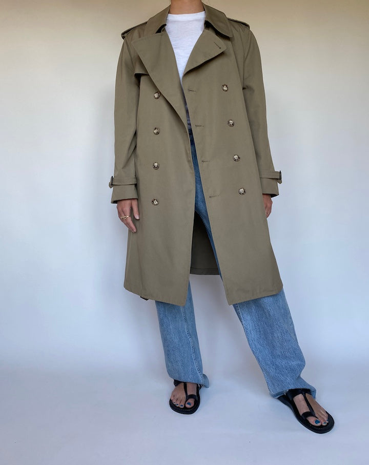 VINTAGE LONG BEIGE TRENCH COAT 3080