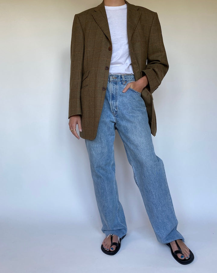 VINTAGE SINGLE BREASTED CHECKED BLAZER 3100