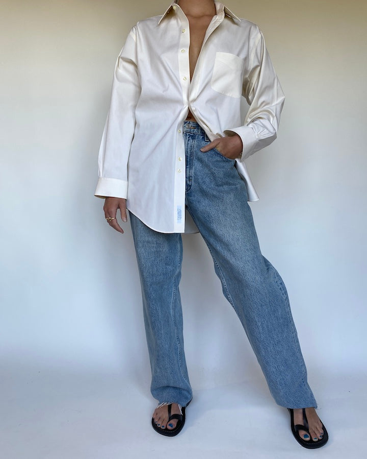 VINTAGE OFF WHITE BUTTON DOWN LONG SLEEVE SHIRT 3117