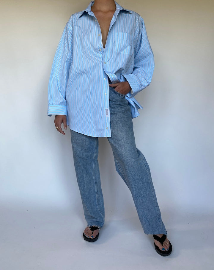 VINTAGE OVERSIZED BLUE STRIPED SHIRT 3125