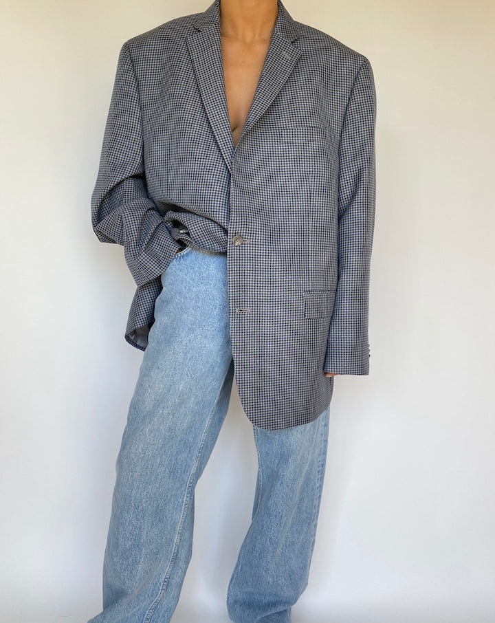 VINTAGE GRAY CHECKED OVERSIZED MICHEL KORS BLAZER 3167