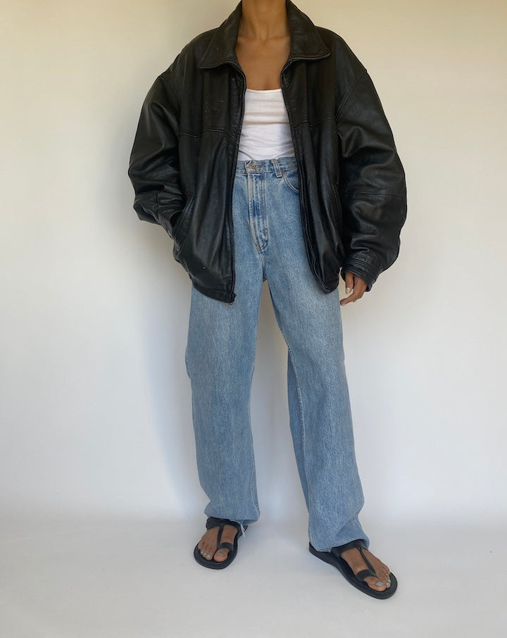 VINTAGE BLACK BEAUTIFUL LEATHER JACKET 3184