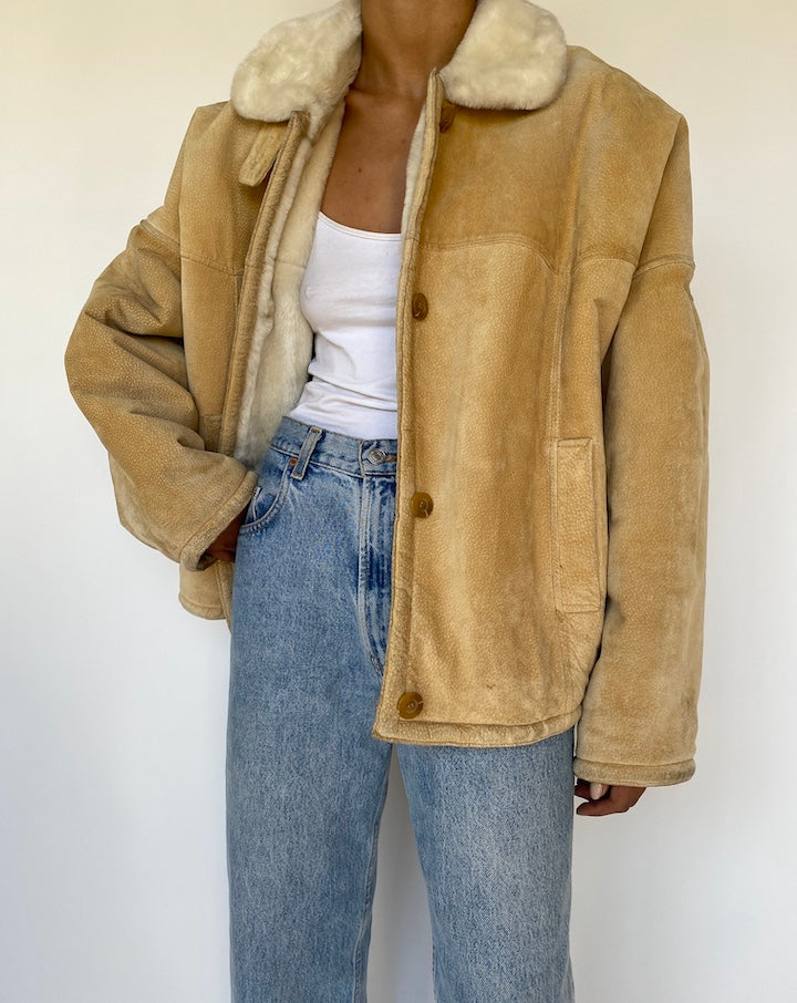 VINTAGE BEIGE SUEDE LEATHER JACKET 3191