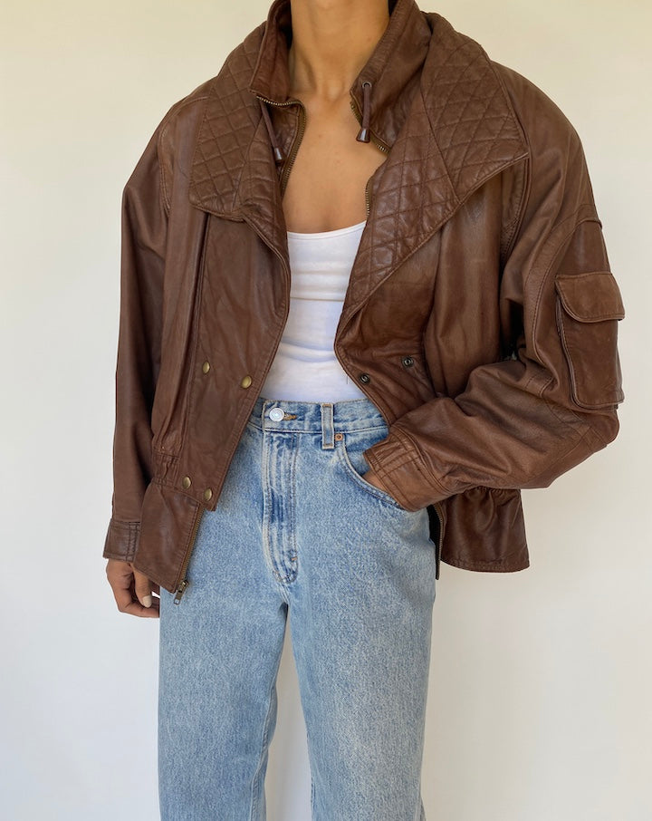 VINTAGE BROWN LEATHER JACKET 3198