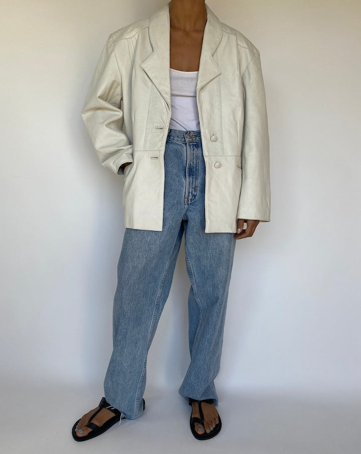 VINTAGE WHITE LEATHER JACKET 3203