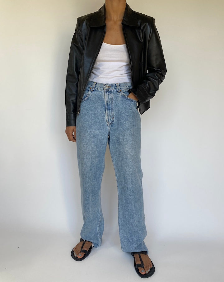 VINTAGE BLACK LEATHER JACKET 3208