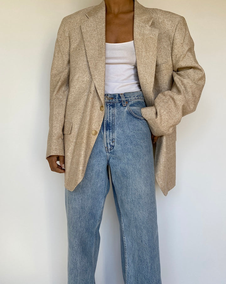 VINTAGE BEIGE SILK BLAZER 3216