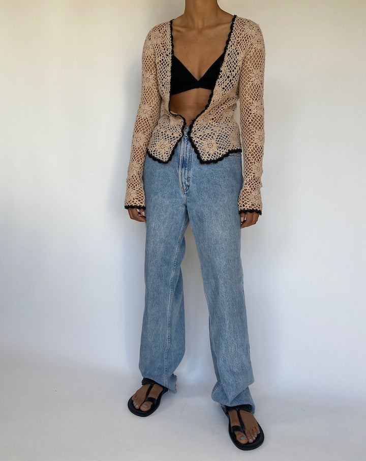 VINTAGE LONG-SLEEVE CROCHET TOP 3254