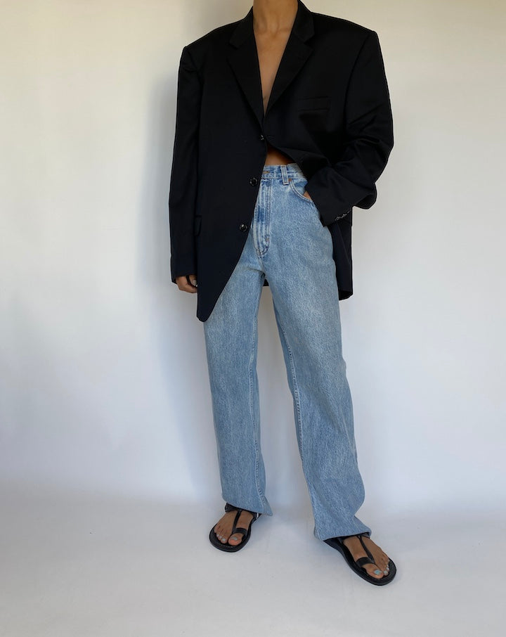 VINTAGE OVERSIZED BLACK WOOL BLAZER 3256