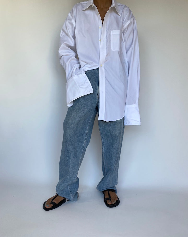 VINTAGE WHITE BUTTON DOWN LONG SLEEVE SHIRT 3260