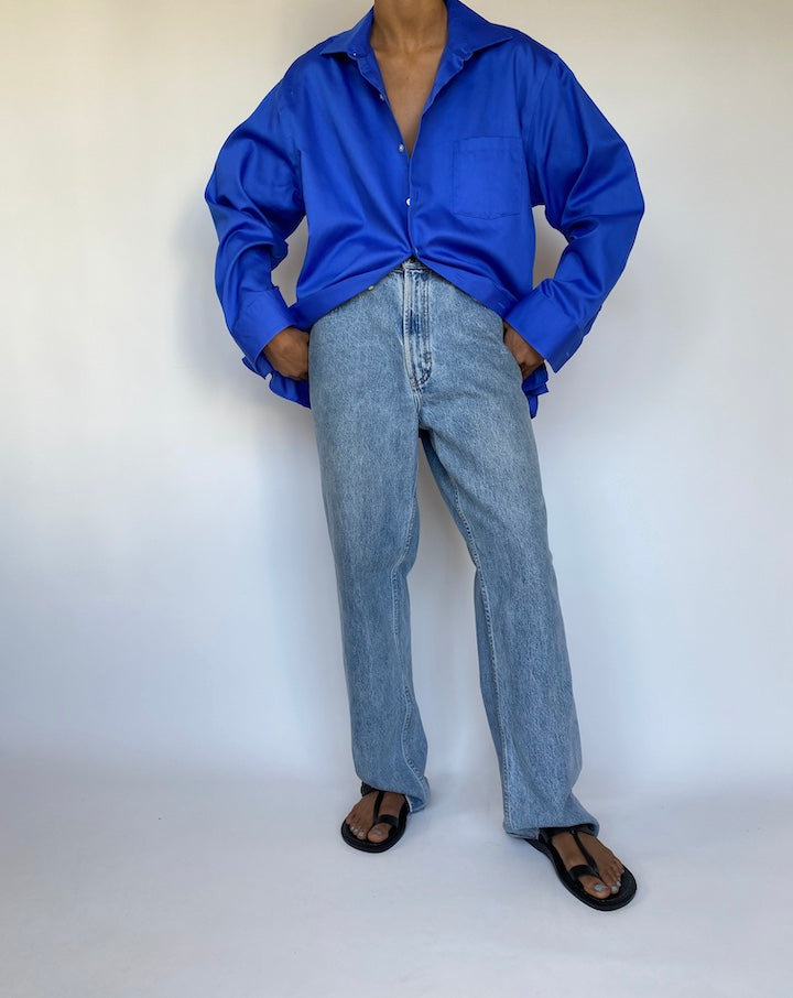 VINTAGE BLUE BUTTON DOWN SHIRT 3264