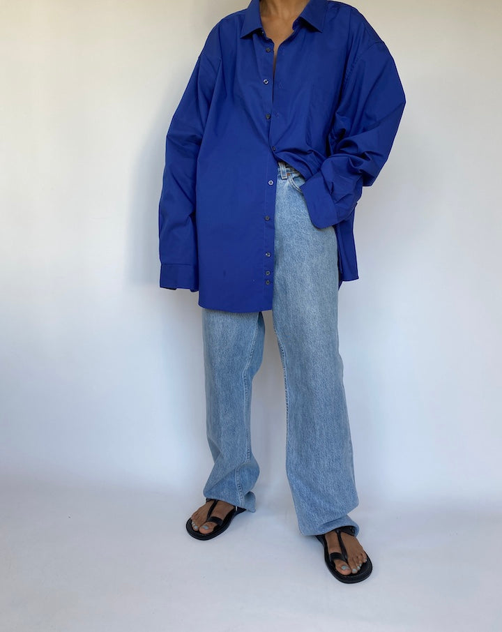 VINTAGE BLUE BUTTON DOWN LONG SLEEVE SHIRT 3266