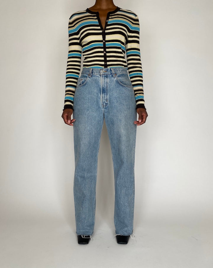 VINTAGE RIBBED STRIPED CARDIGAN 3562