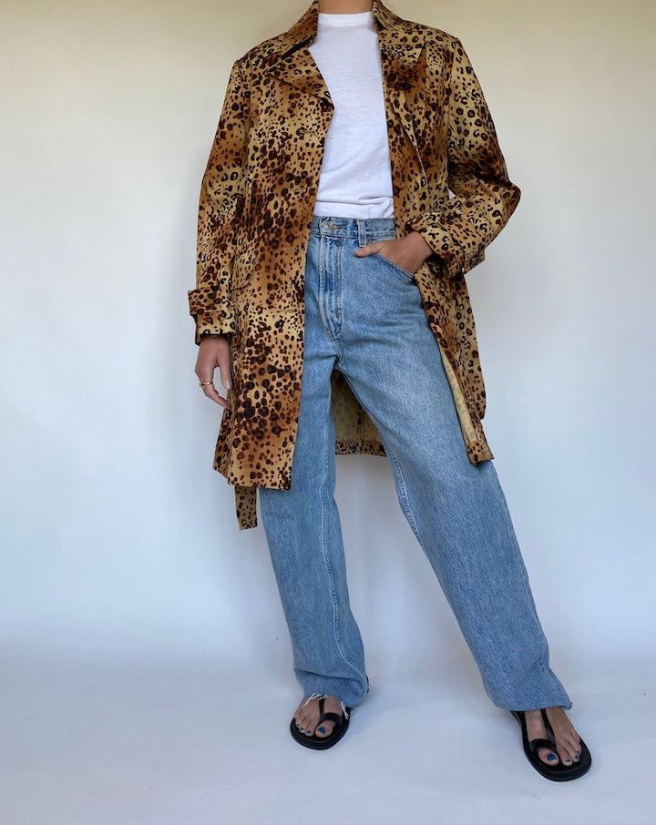 VINTAGE ANIMAL PRINTED TRENCH COAT 3808