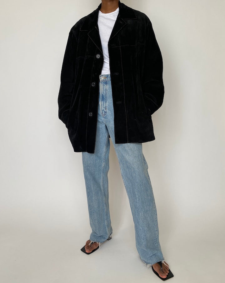 VINTAGE BLACK SUEDE LEATHER JACKET 3818