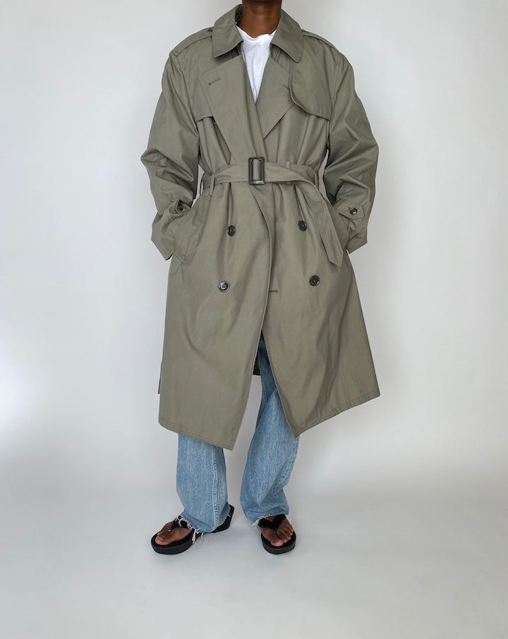 VINTAGE OVERSIZED SAGE TRENCH COAT 3881