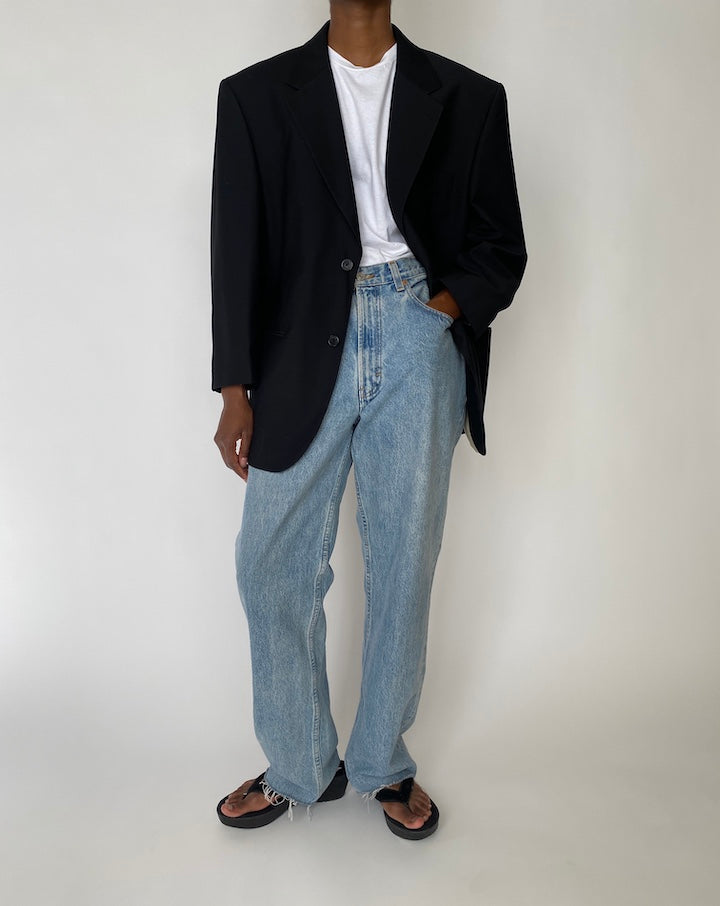 VINTAGE SINGLE BREASTED BLACK BLAZER 3887
