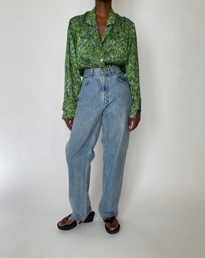 VINTAGE GREEN PATTERNED BLOUSE 3895