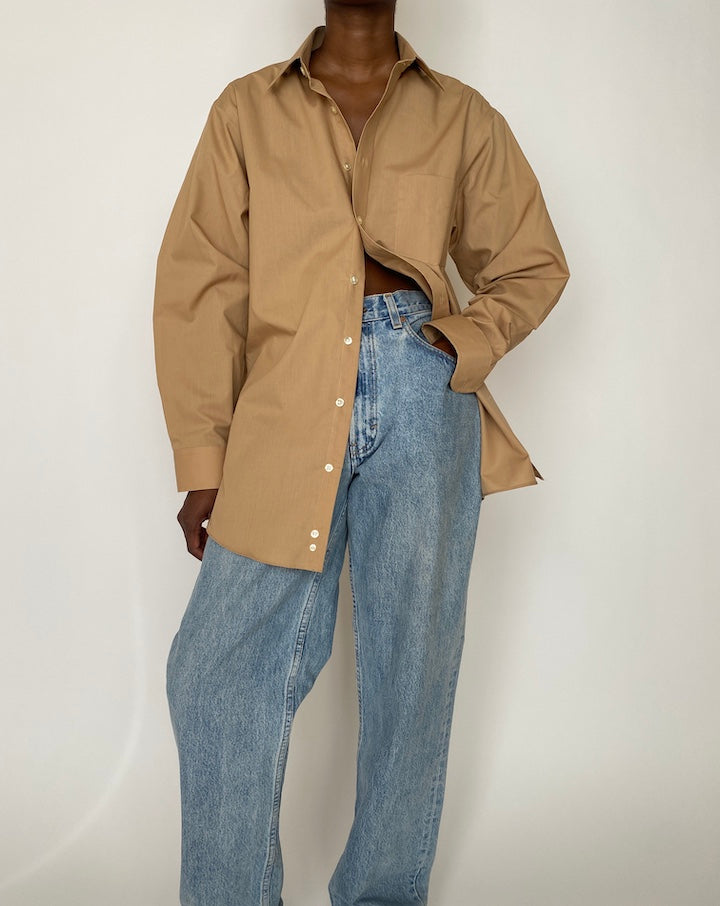 VINTAGE BROWN BUTTON-DOWN SHIRT 3913