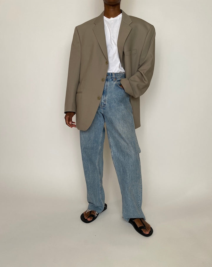 VINTAGE OVERSIZED BEIGE CALVIN KLEIN BLAZER 3957