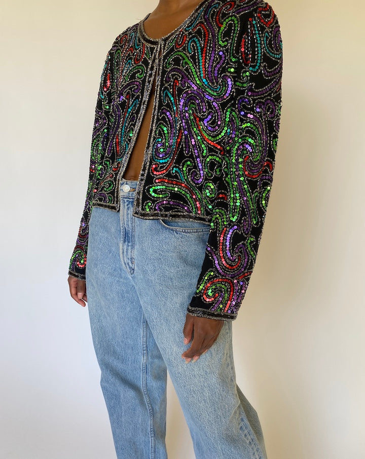 VINTAGE SEQUIN CARDIGAN 3967
