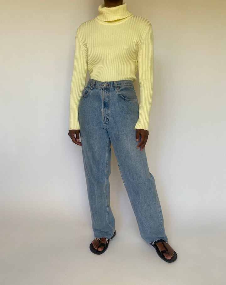 VINTAGE YELLOW RIBBED TURTLENECK 3986