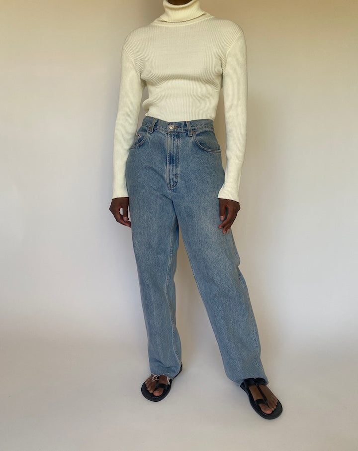 VINTAGE CREAM RIBBED TURTLENECK 3987